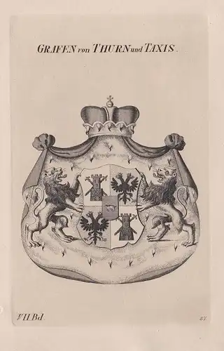 Grafen von Thurn und Taxis. - Wappen Adel coat of arms Heraldik heraldry