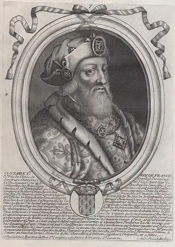 Clotaire I.er Roy de France... - Clothar I (c. 497-561) König der Franken King of the Franks Portrait