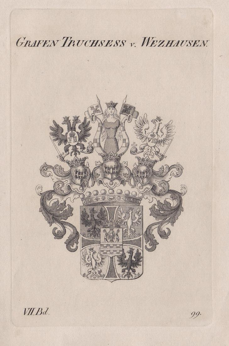 Grafen Truchsess v. Wezhausen. Truchseß von Wetzhausen Wappen Adel