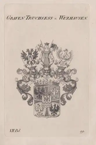 Grafen Truchsess v. Wezhausen. - Truchseß von Wetzhausen Wappen Adel coat of arms Heraldik heraldry