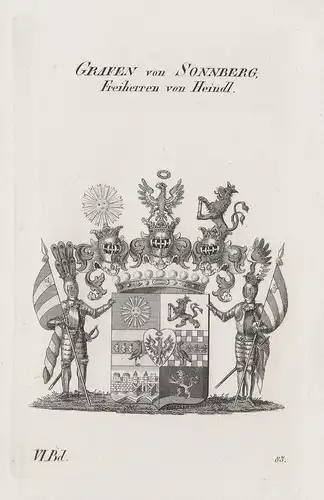 Grafen von Sonnberg, Freiherren von Heindl - Wappen Adel coat of arms Heraldik heraldry