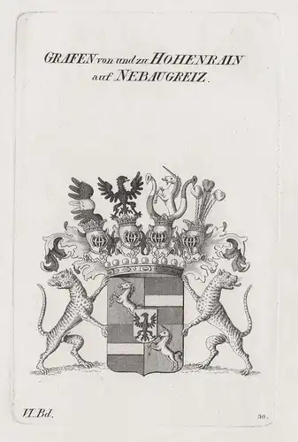 Grafen von und zu Hohenrain auf Neubaugreiz - Wappen Adel coat of arms Heraldik heraldry