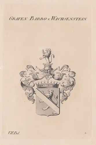 Grafen Barbo v. Wachsenstein. - Barbo von Waxenstein Wappen Adel coat of arms Heraldik heraldry