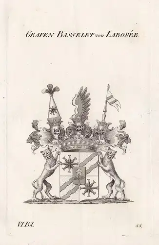 Grafen Basselet von Larosee. - Basselet von La Rosée Wappen Adel coat of arms Heraldik heraldry