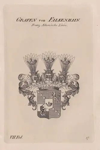 Grafen von Falkenhain. Franz Adam'sche Linie. - Wappen Adel coat of arms Heraldik heraldry