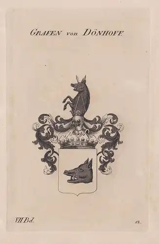 Grafen von Dönhoff. - Denhoff Wappen Adel coat of arms Heraldik heraldry