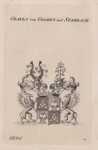 Grafen von Globen und Stambach. - Stampach Wappen Adel coat of arms Heraldik heraldry