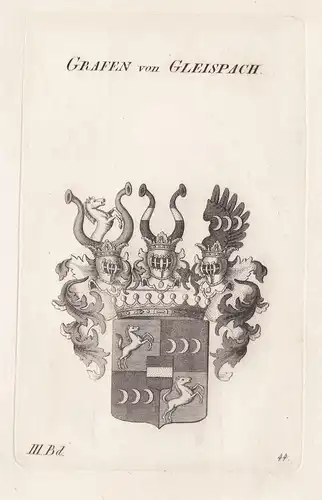 Grafen von Gleispach. - Wappen Adel coat of arms Heraldik heraldry