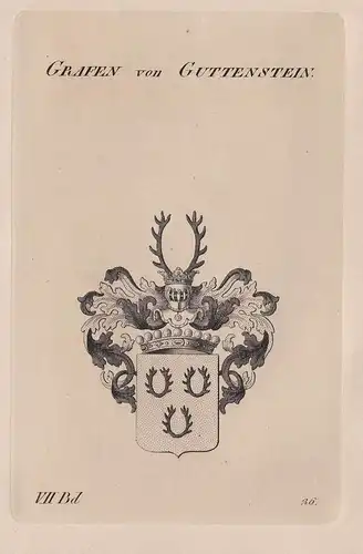 Grafen von Guttenstein. - Gutenstein Wappen Adel coat of arms Heraldik heraldry