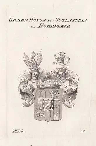 Grafen Hoyos zu Gutenstein von Hohenberg. - Hoyos zu Gutenstein Hohenberg Wappen Adel coat of arms Heraldik he