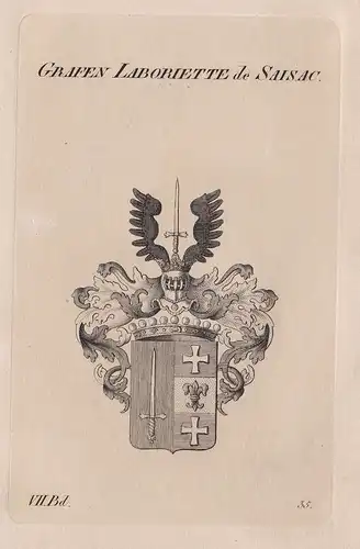 Grafen Laboriette de Saisac. - Wappen Adel coat of arms Heraldik heraldry