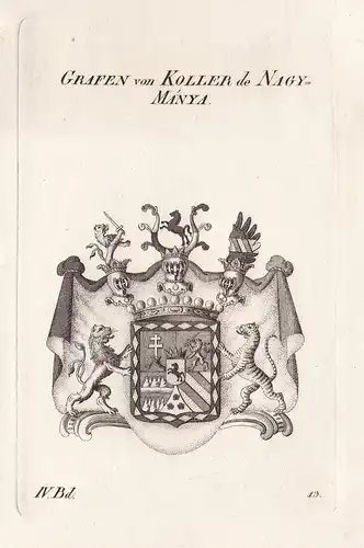 Grafen von Koller de Nagy-Manya. - Wappen Adel coat of arms Heraldik heraldry
