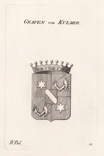 Grafen von Kulmer. - Wappen Adel coat of arms Heraldik heraldry