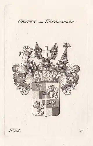 Grafen von Königsacker. - Wappen Adel coat of arms Heraldik heraldry
