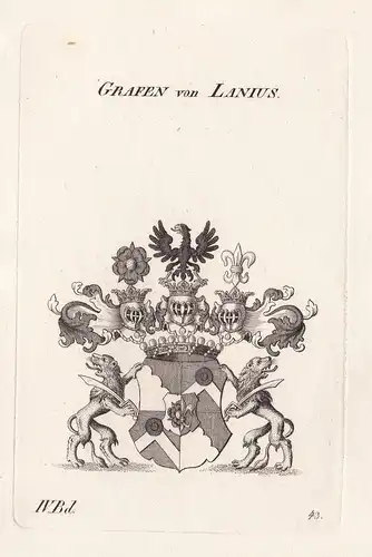 Grafen von Lanius. - Wappen Adel coat of arms Heraldik heraldry