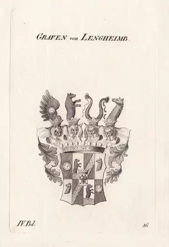 Grafen von Lengheimb. -  Lenghaimb Lengheim Wappen Adel coat of arms Heraldik heraldry