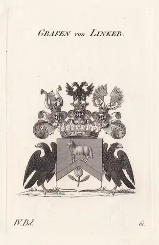 Grafen von Linker. - Lyncker Wappen Adel coat of arms Heraldik heraldry
