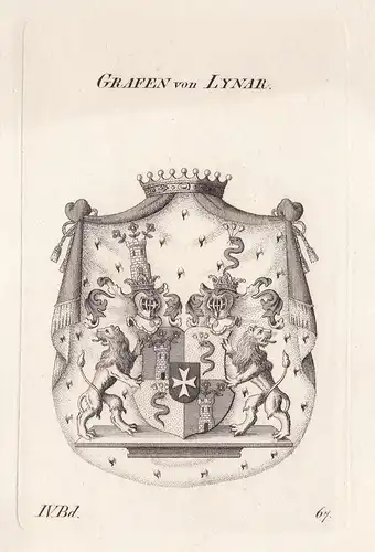 Grafen von Lynar. - Linar Wappen Adel coat of arms Heraldik heraldry