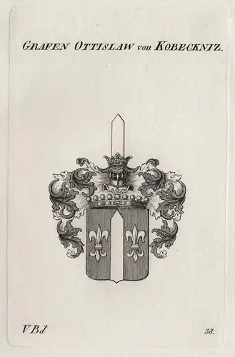 Grafen von Ottislaw von Kobeckniz. - Ottislaw von Kopenitz Wappen Adel coat of arms Heraldik heraldry