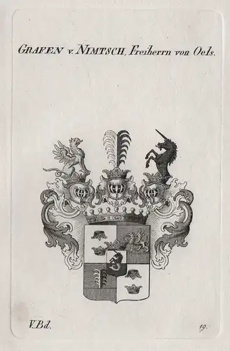 Grafen v. Nimtsch, Freiherren von Oels - Nimptsch von Oels Wappen Adel coat of arms Heraldik heraldry