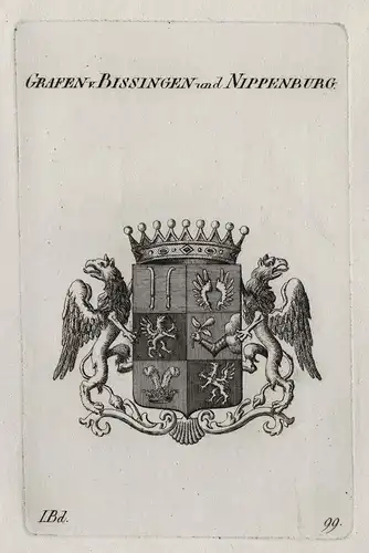 Grafen von Bissingen und Nippenburg - Bissingen-Nippenburg Wappen Adel coat of arms Heraldik heraldry