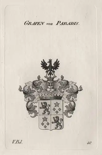Grafen von Paradis. - Wappen Adel coat of arms Heraldik heraldry