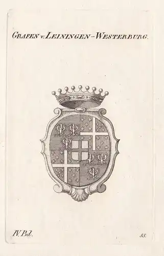 Grafen v. Leiningen-Westerburg. - Wappen Adel coat of arms Heraldik heraldry