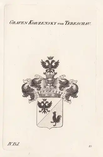 Grafen Korzensky von Tereschau. - Wappen Adel coat of arms Heraldik heraldry
