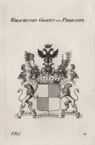 Woraczicsky Grafen von Pabienitz. - Woracziczky von Pabienitz Wappen Adel coat of arms Heraldik heraldry