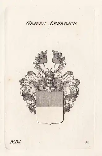 Grafen Lehrbach. - Wappen Adel coat of arms Heraldik heraldry