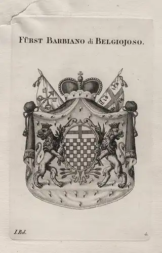 Fürst Barbiano di Beligiojoso. - Wappen Adel coat of arms Heraldik heraldry