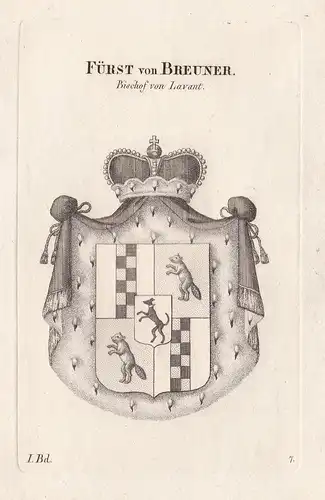 Fürst von Breuner. Bischof von Lavant. - Breuner Breiner Breunner Wappen Adel coat of arms Heraldik heraldry
