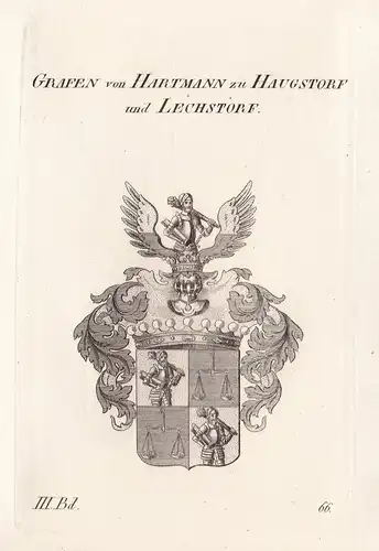 Grafen von Hartmann zu Haugstorf und Lechstorf. - Haugsdorf Wappen Adel coat of arms Heraldik heraldry