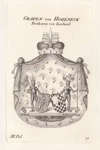 Grafen von Hoheneck. Freiherren von Imsland. - Wappen Adel coat of arms Heraldik heraldry