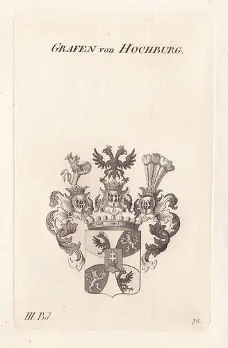 Grafen von Hochburg. - Hochberg Wappen Adel coat of arms Heraldik heraldry