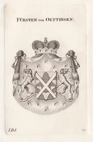 Fürst von Oettingen. - Wappen Adel coat of arms Heraldik heraldry