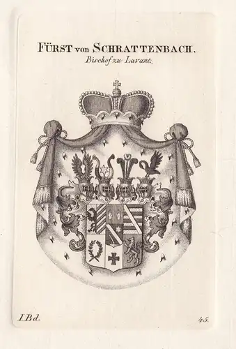 Fürst von Schrattenbach. Bischof zu Lavant. - Wappen Adel coat of arms Heraldik heraldry