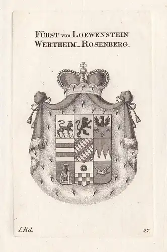 Fürst von Loewenstein Wertheim_Rosenberg. - Löwenstein Wertheim Rosenberg Wappen Adel coat of arms Heraldik he