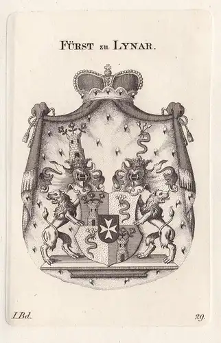 Fürst zu Lynar. - Linar Wappen Adel coat of arms Heraldik heraldry