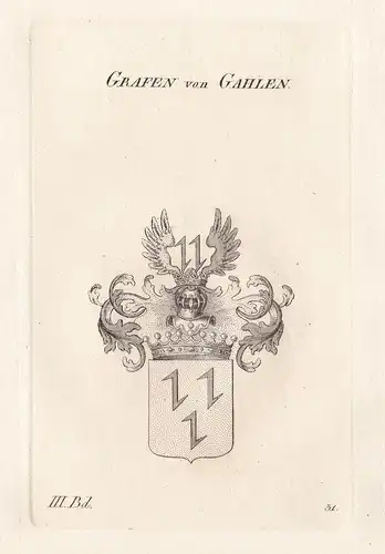 Grafen von Gahlen. - Galen Wappen Adel coat of arms Heraldik heraldry