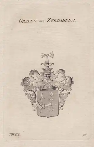 Grafen von Zerdahelyi. - Zerdahely Wappen Adel coat of arms Heraldik heraldry
