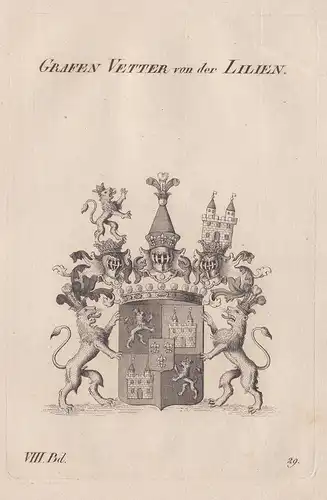 Grafen Vetter von der Lilien. - Vetter von der Lilie Wappen Adel coat of arms Heraldik heraldry