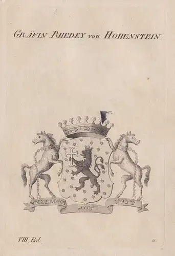 Gräfin Rhedey von Hohenstein. - Wappen Adel coat of arms Heraldik heraldry