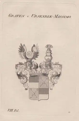 Grafen v. Ursenbek-Massimo. - Wappen Adel coat of arms Heraldik heraldry