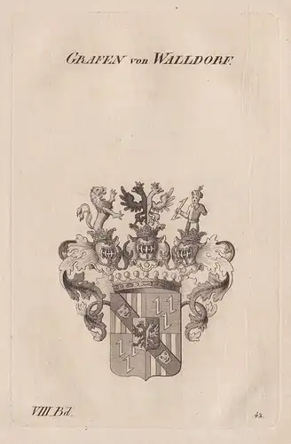 Grafen von Walldorf. - Waldorff Wappen Adel coat of arms Heraldik heraldry