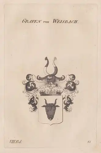 Grafen von Weisbach. - Weißbach Wappen Adel coat of arms Heraldik heraldry