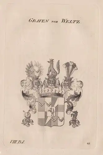 Grafen von Weltz. - Wappen Adel coat of arms Heraldik heraldry