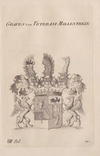 Grafen von Veterani-Mallenthein. - Wappen Adel coat of arms Heraldik heraldry