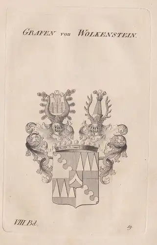 Grafen von Wolkenstein. - Wappen Adel coat of arms Heraldik heraldry