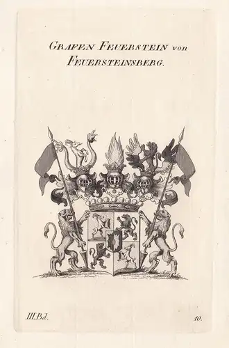 Grafen Feuerstein von Feuersteinsberg. - Wappen Adel coat of arms Heraldik heraldry